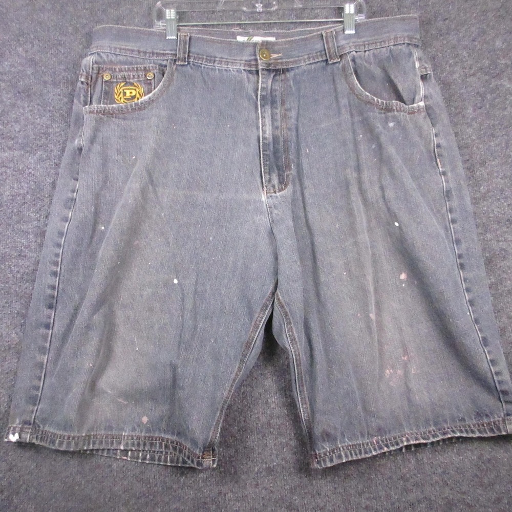 Phat Classic Shorts Mens 44 Gray Denim Relaxed Fit 12" Inseam Embroidered